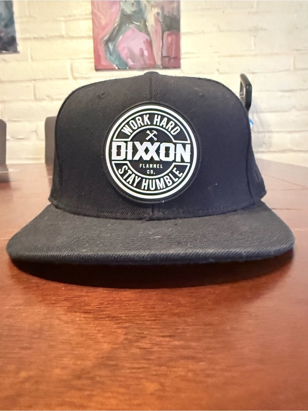 DIXXON Black Snapback Hat with White Patch